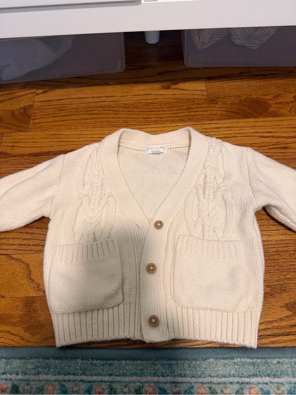Cream Cable-Knit Button-Front Cardigan